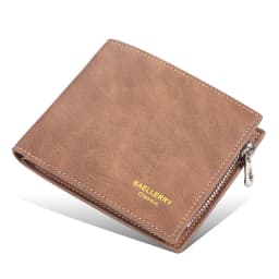 Baellerry Short Men's Wallet Leather Coin Purse Card Clips Simple Frosted Wallet with Multiple Card Slots Casual Wallet for Men