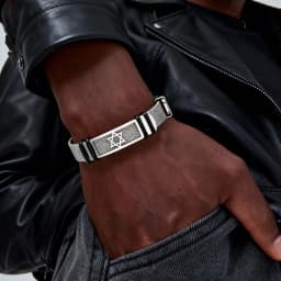 Hexagram Watch Strap Bracelet for Men,Stainless Steel Star of David Wristband,Trendy New Jewelry Gift