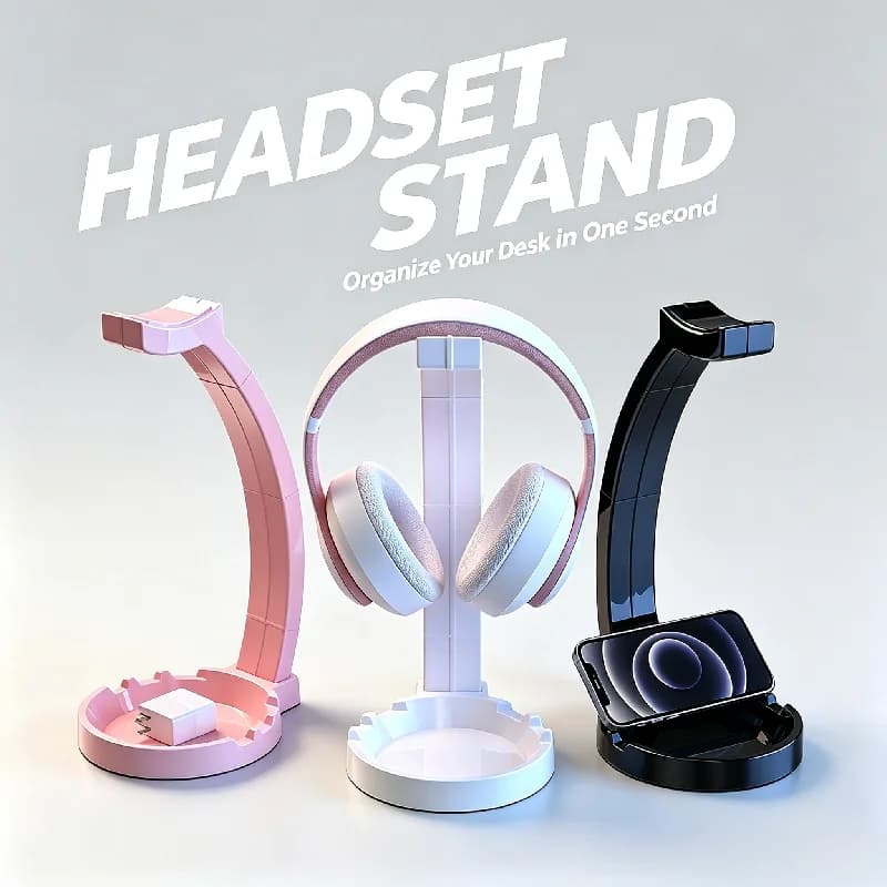 Headphone Stand With Storage Tray Desktop Headset Holder Hook For Earphones Cable Organizer Desk Storage Rack Gaming Headphones