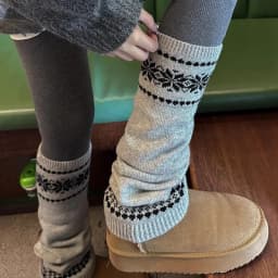 Retro INS Leg Warmer Cover Fashion Snowflake Warm Loose Socks Covers Knitted Socks Leg Warmer Autumn Knit Long Stockings