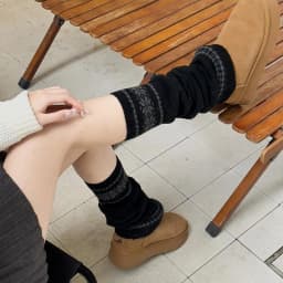 Retro INS Leg Warmer Cover Fashion Snowflake Warm Loose Socks Covers Knitted Socks Leg Warmer Autumn Knit Long Stockings
