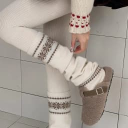 Retro INS Leg Warmer Cover Fashion Snowflake Warm Loose Socks Covers Knitted Socks Leg Warmer Autumn Knit Long Stockings