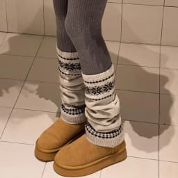 Retro INS Leg Warmer Cover Fashion Snowflake Warm Loose Socks Covers Knitted Socks Leg Warmer Autumn Knit Long Stockings