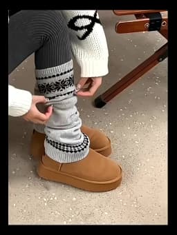 Retro INS Leg Warmer Cover Fashion Snowflake Warm Loose Socks Covers Knitted Socks Leg Warmer Autumn Knit Long Stockings