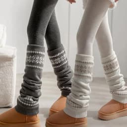 Retro INS Leg Warmer Cover Fashion Snowflake Warm Loose Socks Covers Knitted Socks Leg Warmer Autumn Knit Long Stockings