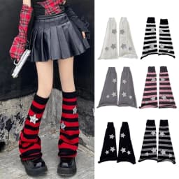 Y2K Leg Stockings Black White Grey Harajuku Punk Knee Socks Lolita Over Knee High Sock Japanese Style Leg Warmer Sexy Accessory
