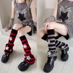 Y2K Leg Stockings Black White Grey Harajuku Punk Knee Socks Lolita Over Knee High Sock Japanese Style Leg Warmer Sexy Accessory