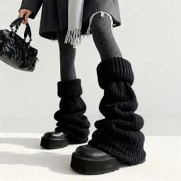 Harajuku Gothic Lolita Leg Warmers Autumn Winter Fashion Knitted Warm Foot Cover Women's Knee?Length Soft Leg Socks Boot Cuffs