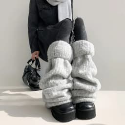 Harajuku Gothic Lolita Leg Warmers Autumn Winter Fashion Knitted Warm Foot Cover Women's Knee?Length Soft Leg Socks Boot Cuffs