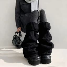 Harajuku Gothic Lolita Leg Warmers Autumn Winter Fashion Knitted Warm Foot Cover Women's Knee?Length Soft Leg Socks Boot Cuffs