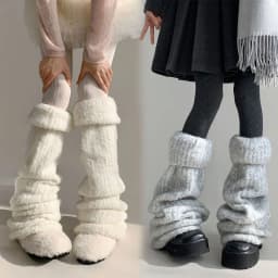 Harajuku Gothic Lolita Leg Warmers Autumn Winter Fashion Knitted Warm Foot Cover Women's Knee?Length Soft Leg Socks Boot Cuffs