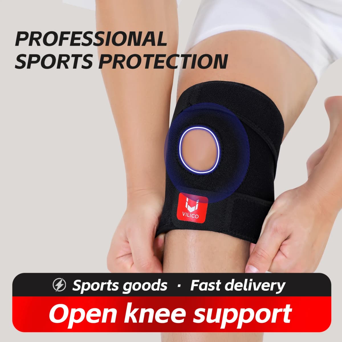 1/2PC Open Patella Knee Support Adjustable Knee Brace Breathable Knee Wrap for Men Women Outdoor Fitness Running