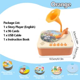 Kids Story Player Gramophone Music Toy with 93 Cards for Early Education Toddler Record Player Phonograph Learning Toys Gifts