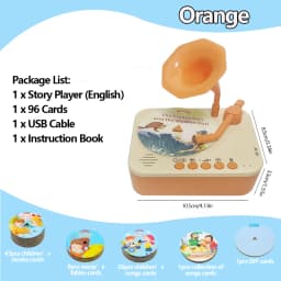 Kids Story Player Gramophone Music Toy with 93 Cards for Early Education Toddler Record Player Phonograph Learning Toys Gifts