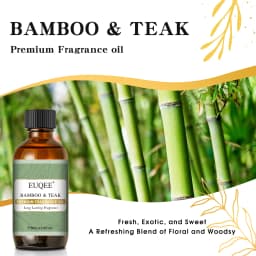 EUQEE 60ml (2 Fl.Oz.) Men's Fragrance Oil For Reed Diffuser, Car Diffusion-Leather Coffee Bamboo & Teak Bay Rum Aromatherapy Oil