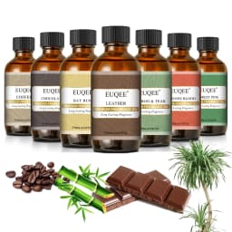 EUQEE 60ml (2 Fl.Oz.) Men's Fragrance Oil For Reed Diffuser, Car Diffusion-Leather Coffee Bamboo & Teak Bay Rum Aromatherapy Oil
