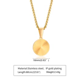 Mens Square Pendant Necklaces,Embossing Radiation Sunburst Stainless Steel Pendant Necklaces,Stylish Jewelry Gifts