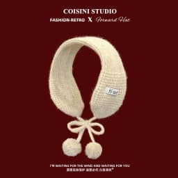 Y2K Sweet Fuzzy Knit Earmuffs Fo Women Warmer Headband Bow Pom‑pom Decoration Winter Windproof Ear Muff Streetwear Ear Cover