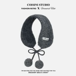 Y2K Sweet Fuzzy Knit Earmuffs Fo Women Warmer Headband Bow Pom‑pom Decoration Winter Windproof Ear Muff Streetwear Ear Cover
