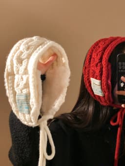 Versatile Knitted Fleece Ear Muffs Women's Winter Warmth Headscarf Anti-Cold Ear Protection Knitwear Ties Holland Qi Brand