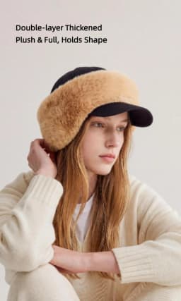 Faux Fur Ear Warmers for Women Winter Warm Plush Earmuffs for Baseball Caps Adjustable Soft Ear Covers