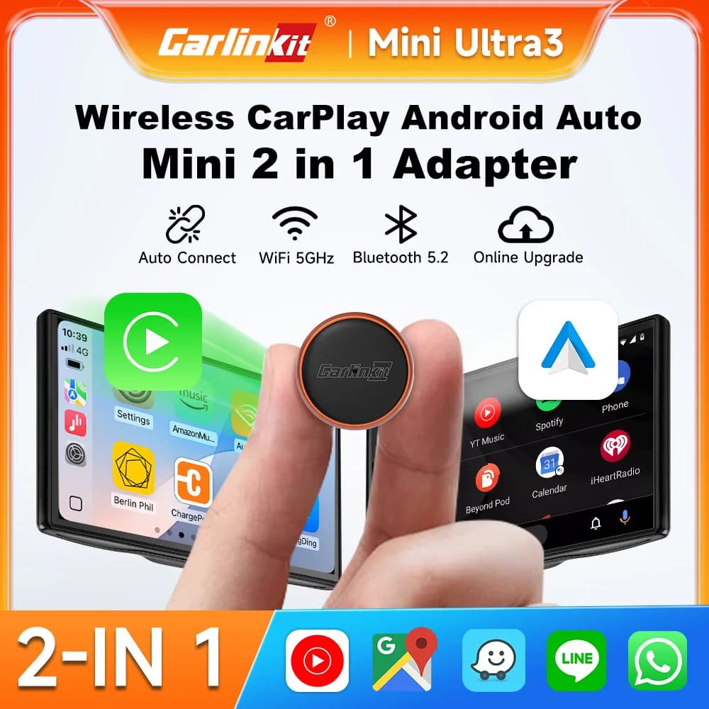 CarlinKit MIni Ultra 3 Wireless CarPlay Adapter 2026 2 IN 1 Android Auto Wireless Car AI Box For Car with CarPlay Universal Car Accessory Newest Plug and Play Spotify