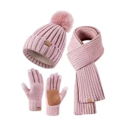 New Adult Women Winter Warm Touchscreen Gloves Three-piece Set Men Hat Scarf Set Ladies Windproof Fleece Comfortable Style Gents