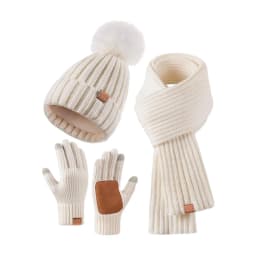 New Adult Women Winter Warm Touchscreen Gloves Three-piece Set Men Hat Scarf Set Ladies Windproof Fleece Comfortable Style Gents