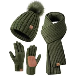 New Adult Women Winter Warm Touchscreen Gloves Three-piece Set Men Hat Scarf Set Ladies Windproof Fleece Comfortable Style Gents