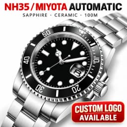 CORGEUT Custom Logo Automatic Watch Men NH35 Miyota Sapphire Crystal Ceramic Bezel 100M Waterproof Luminous Steel Wristwatch