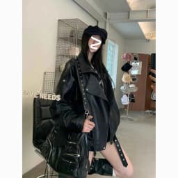 American Style Women's Leather Jacket Heavy Duty Black Biker Vest Spring Autumn New Arrival Fashionable Retro PU Coat