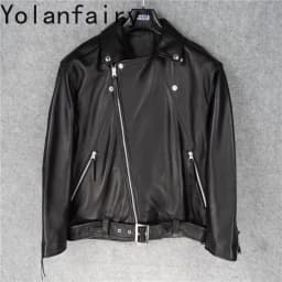 YOLANFAIRY 100% Genuine Leather Jacket Women Fashion Real Sheepskin Leather Coat Women Clothes Autumn Motorcycle Jackets 2026