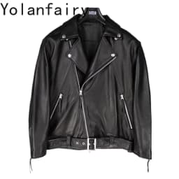 YOLANFAIRY 100% Genuine Leather Jacket Women Fashion Real Sheepskin Leather Coat Women Clothes Autumn Motorcycle Jackets 2026