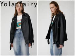 YOLANFAIRY 100% Genuine Leather Jacket Women Fashion Real Sheepskin Leather Coat Women Clothes Autumn Motorcycle Jackets 2026