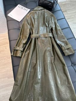 French Style Women Sheepskin Leather Long Sleeve Lace-up Trench Jacket Fashion Lady Lapel Single Breasted Long Coat 2026 Autumn