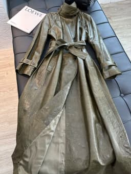 French Style Women Sheepskin Leather Long Sleeve Lace-up Trench Jacket Fashion Lady Lapel Single Breasted Long Coat 2026 Autumn