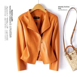 Fashionable Short Genuine Sheepskin Jacket Women's Korean Style Spring Autumn New Suit Collar Coat Breathable High Gloss