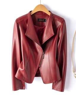 Fashionable Short Genuine Sheepskin Jacket Women's Korean Style Spring Autumn New Suit Collar Coat Breathable High Gloss