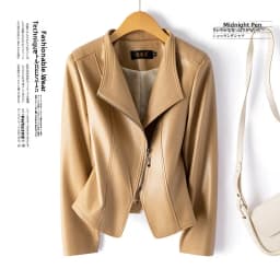 Fashionable Short Genuine Sheepskin Jacket Women's Korean Style Spring Autumn New Suit Collar Coat Breathable High Gloss