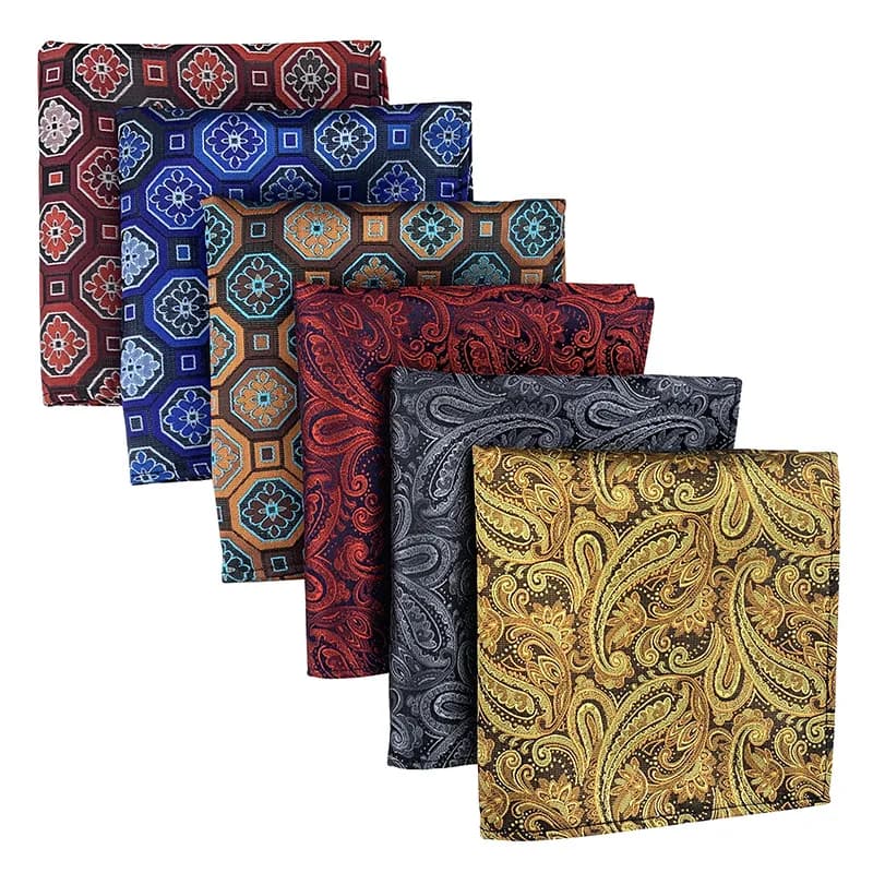 Men Pocket Square Hanky New Design Suit Pocket Handkerchief Fashion Paisley Grey Gold Color Hanky Man Daily Outfits Accessories