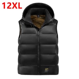 Plus Size Down Vest Men's Winter Fashion Man Hoodie 190kg 12xl Fashion Loose White Duck Down Black Gold Sweetheart 11XL