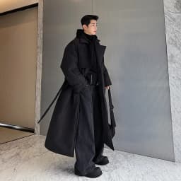 Fashionable Down Cotton-Padded Jacket Men's Trendy Winter Thickened Warm High-End Lace-up Long Overknee Long Sleeve Coats
