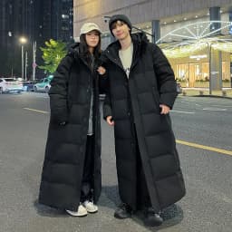 Zipper Down Coats Men Hooded Jackets Down Coat Cardigan Covered Button Outerwear Winter 2025 High Street Pockets Spliced