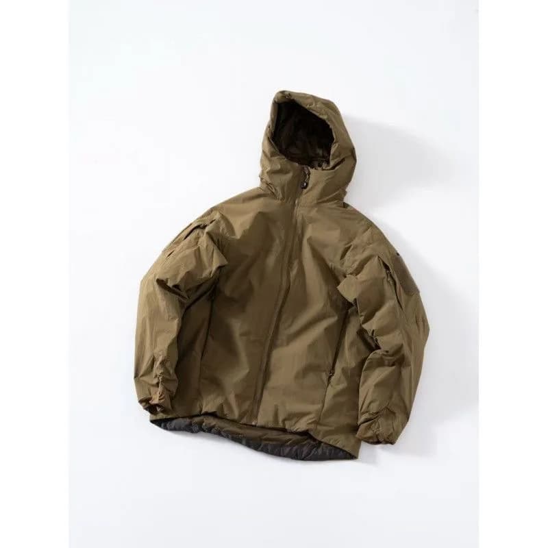 Windproof Cotton Jacket with Hood And Stand Collar from Junnuo Series Warm Filled with White Duck down for Young Men Loose Fit