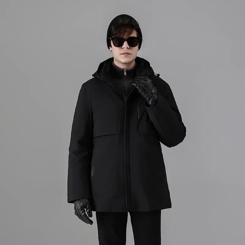 Men's Down Coats and Parkas Mid-length Winter Jackets Padded Puffer Jacket Man Down Jacket Thick Detachable Inner Padding HWY103