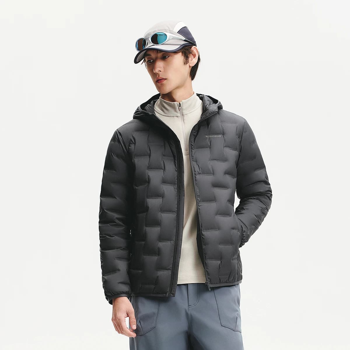 BOSIDENG Men's Hooded Lightweight down Jacket Warm Zipper Casual Winter Outerwear Coat for Outdoor