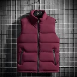 Thickened Flocking down Jacket Vest Men's Autumn Winter Casual Loose Fit Stand Collar Shoulder Pad Coat for Youth Outerwear