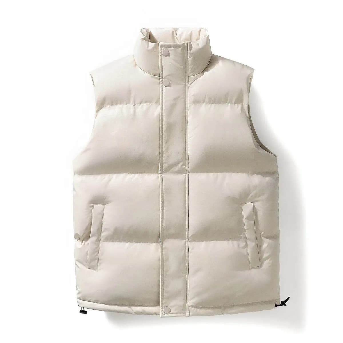 Thickened Casual Men's Pure Color down Jacket Vest Autumn Winter Warm Faux down Vest No Sleeve Outerwear Polyester Fiber