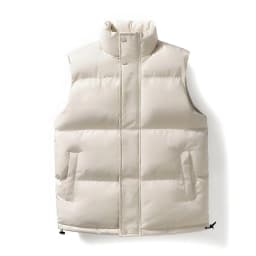 Thickened Casual Men's Pure Color down Jacket Vest Autumn Winter Warm Faux down Vest No Sleeve Outerwear Polyester Fiber