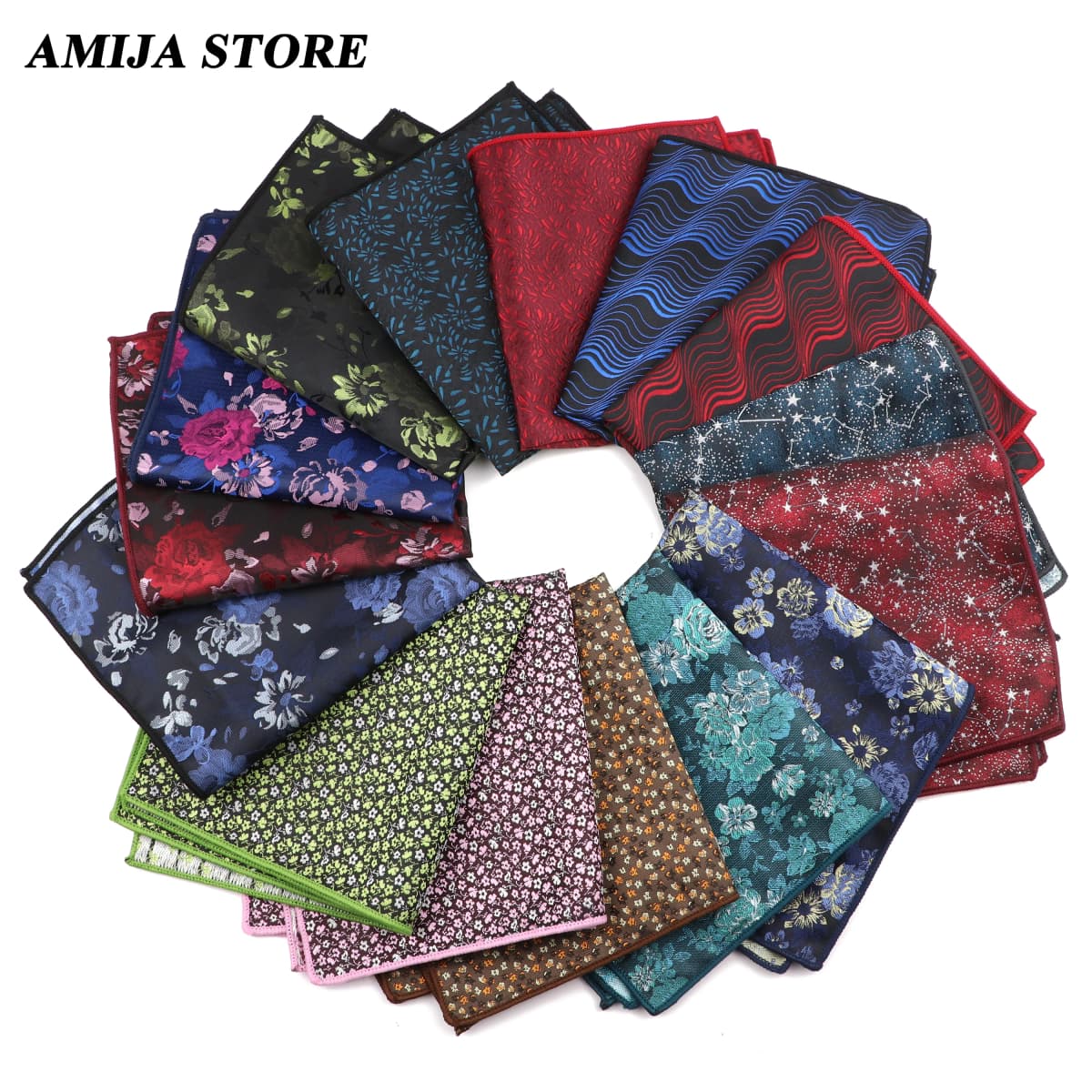 High Grade Handkerchief Man Jacquard Water Ripples Constellation Paisley Christmas's Day Party Pocket Square Handkerchiefs Suit